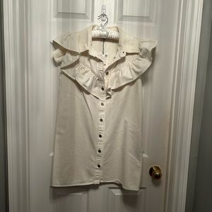 ZARA white jeans dress with ruffles